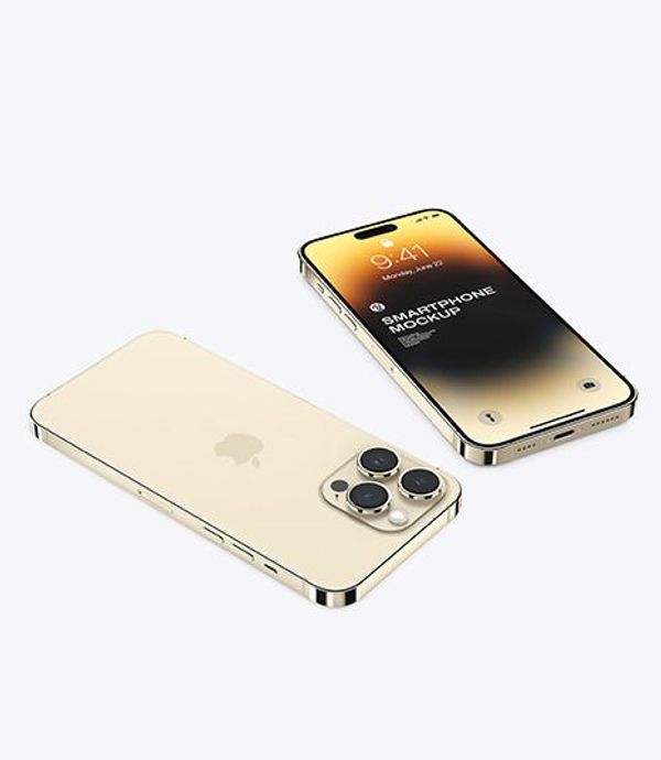 Two iPhone 14 Pro Max Gold Mockup - Free Download Images High Quality PNG, JPG - 112602.jpeg